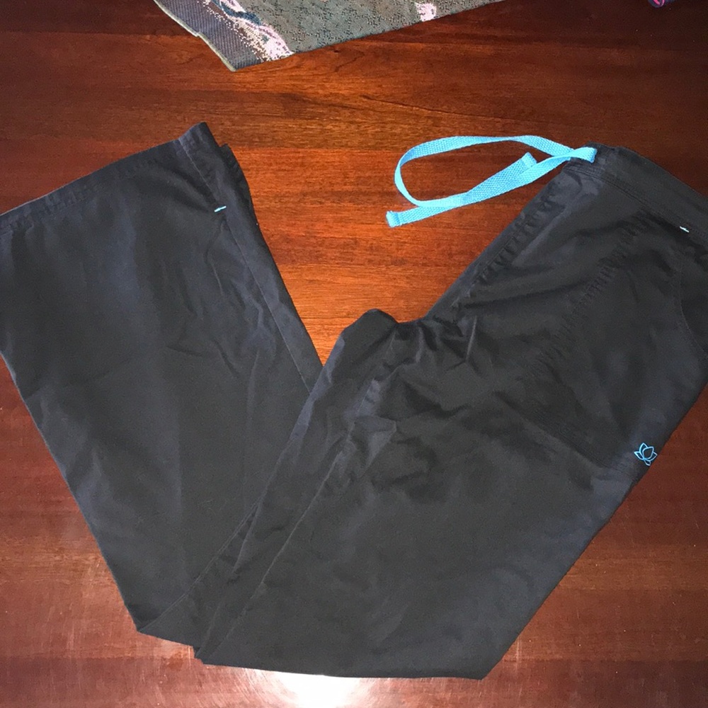 Black cotton scrub pants with draw string